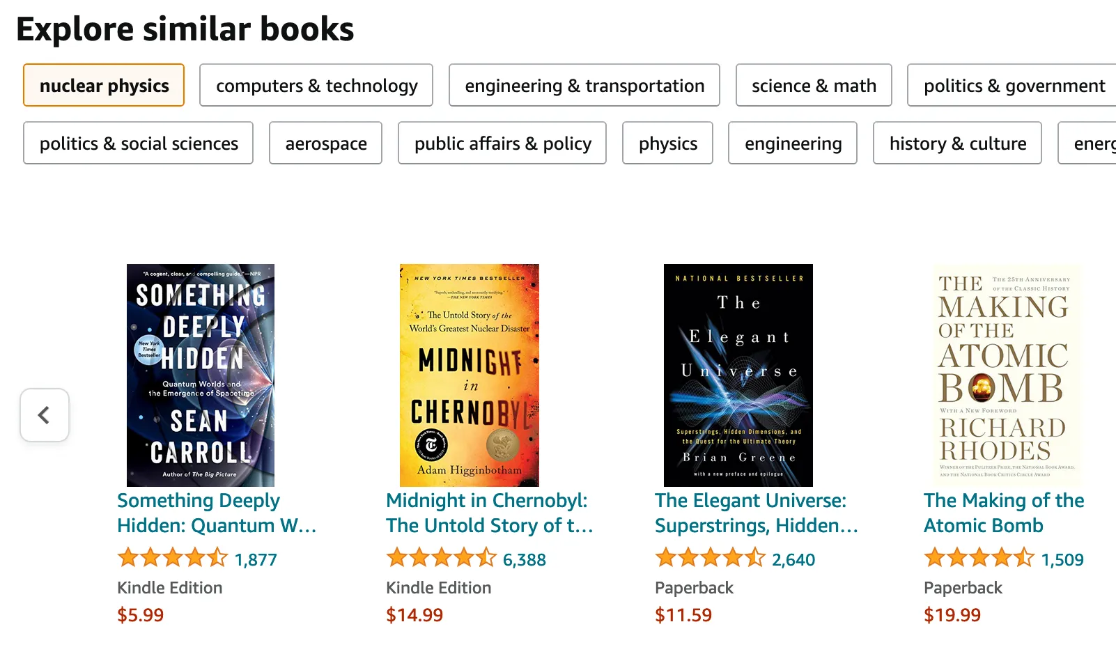 Similar books panel on the Amazon product page for the book Where Is My Flying Car?